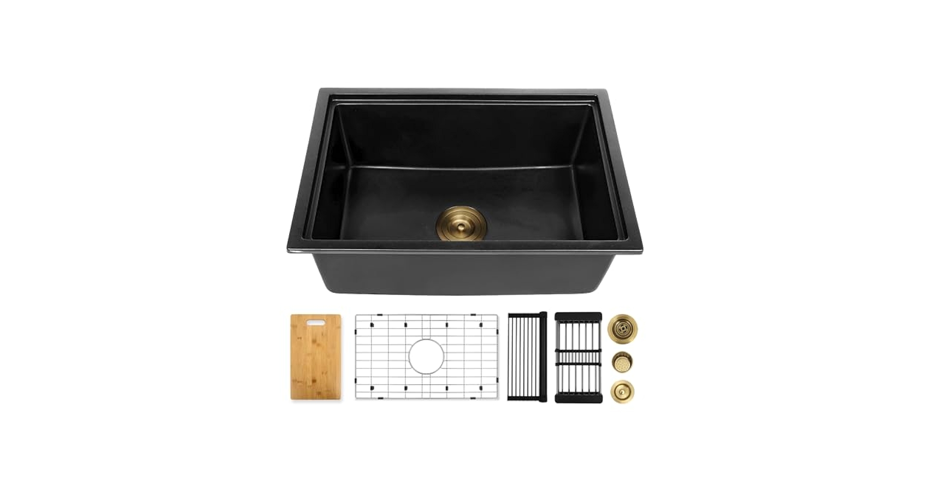 YAQUN Black Undermount Kitchen Sink 25 Inch - Drop In